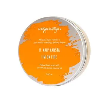 Scrub vegan de corp cu sare de mare si ulei esential de portocale I'm On Fire, 200ml, Uoga Uoga