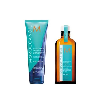 Pachet Sampon + Ulei Tratament Blonde, 200 ml + 100 ml, Moroccanoil