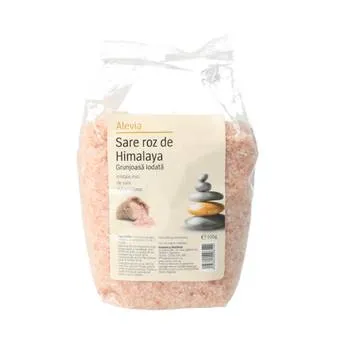 Sare roz de Himalaya grunjoasa iodata, 500g, Alevia