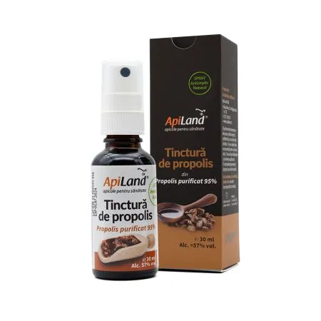 Tinctura de propolis purificat 95% cu pulverizator, 30 ml, Apiland