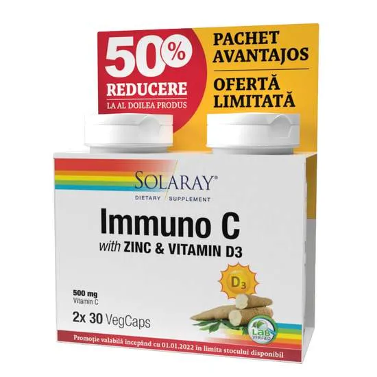 SECOM IMMUNO C + ZINC + VITAMINA D3 30 CAPSULE 1+1 (50% REDUCERE LA AL 2-LEA PRODUS)