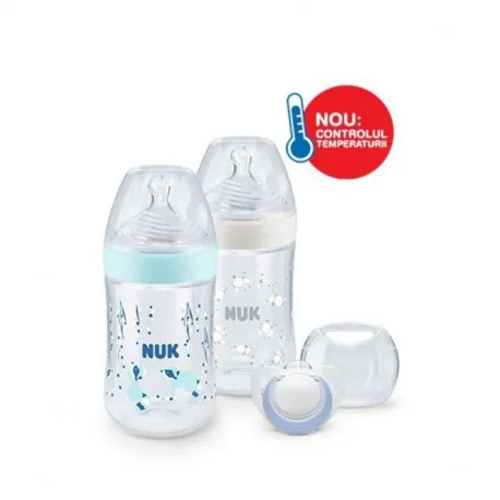 NUK Set Twin Nature Sense cu controlul temperaturii, bleu