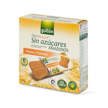 Biscuiti Snack de ovaz cu portocale fara adaos de zahar, cu indulcitor, 144g, Gullon