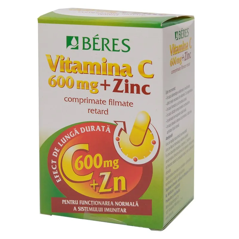 BERES VITAMINA C 600MG+ZINC X 30 CP