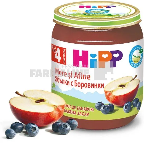 Hipp Piure Afine si Mere 4+ luni 125 g