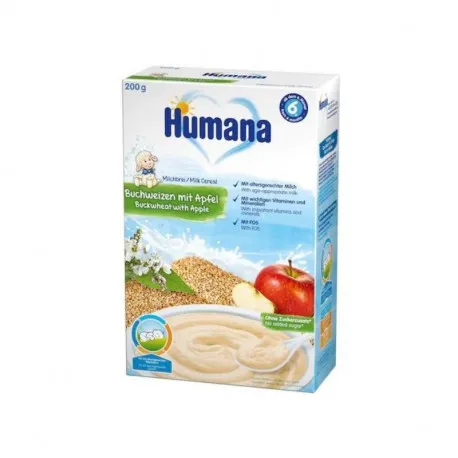 HUMANA cereale cu mar si hrisca, de la 6 luni, 200g