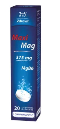MaxiMag 375mg Mg+B6 , 20 comprimate efervescente