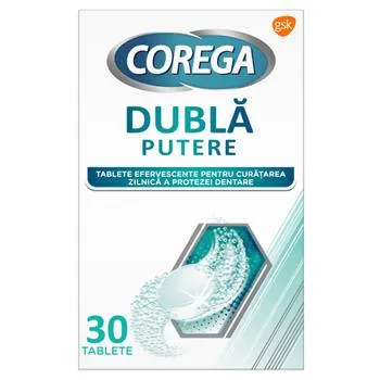 Tablete efervescente Dubla Putere, 30 tablete, Corega