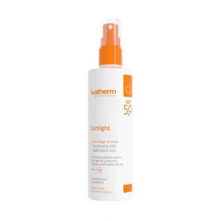 Lapte pentru fata si corp cu protectie solara SPF 50+ Sunlight, 200 ml, Ivatherm