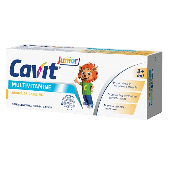 Cavit Junior Multivitamine cu aroma de vanilie x 20 tablete masticabile