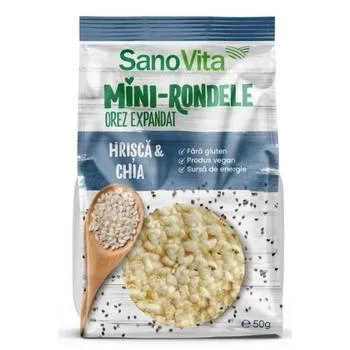 Mini rondele cu sare din hrisca si chia, 50g, SanoVita