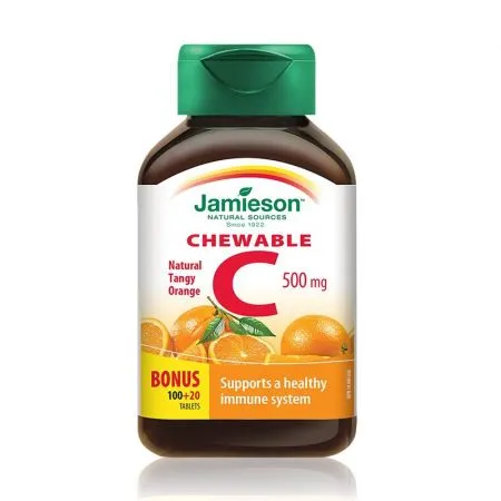 Vitamina C 500mg cu gust de portocale, 100+20 tablete masticabile, Jamieson