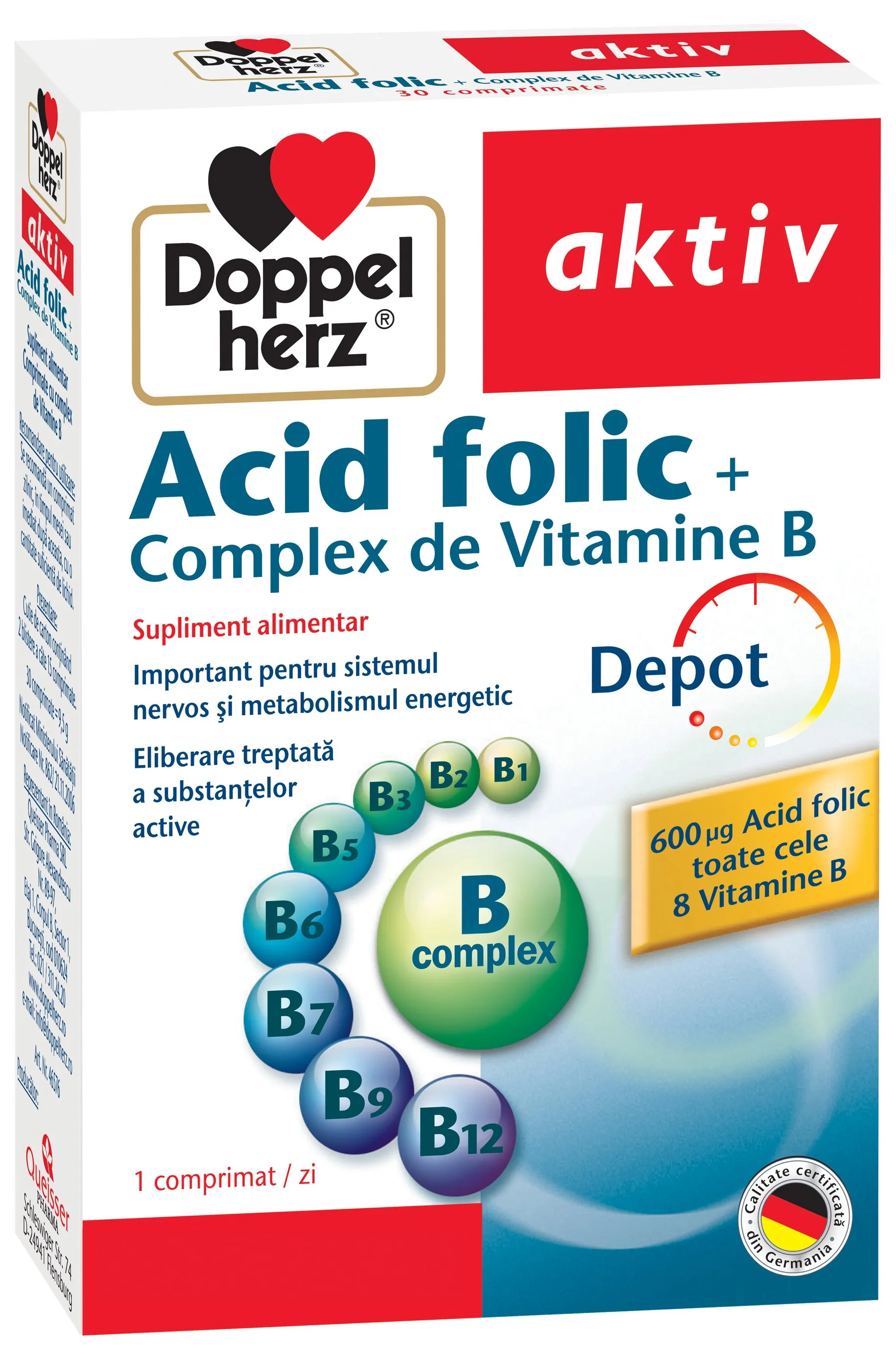 Aktiv Acid folic + complex vitB x 30 capsule (Doppelherz)