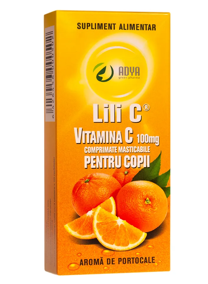 Vitamina C 100mg Portocala x 30 comprimate - Adya Green Pharma