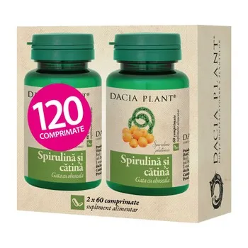 Spirulina si catina, 60 comprimate, 11 gratis, Dacia Plant