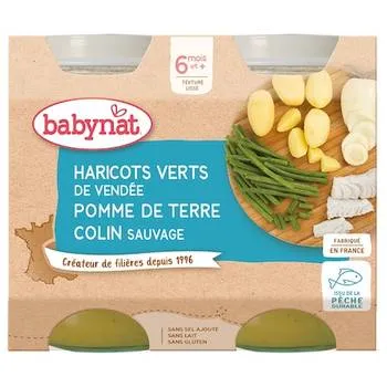 Piure de cartofi, fasole verde si peste cod, 2 x 200g, BabyBio