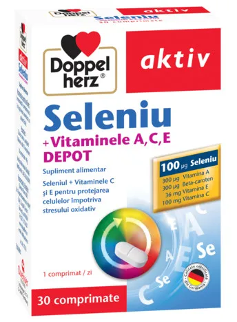 DOPPELHERZ-AKTIV SELENIU + VITAMINELE C+A+E DEPOT X 30 COMPRIMATE