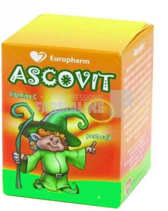 Ascovit cu aroma de portocala 100 mg 60 comprimate