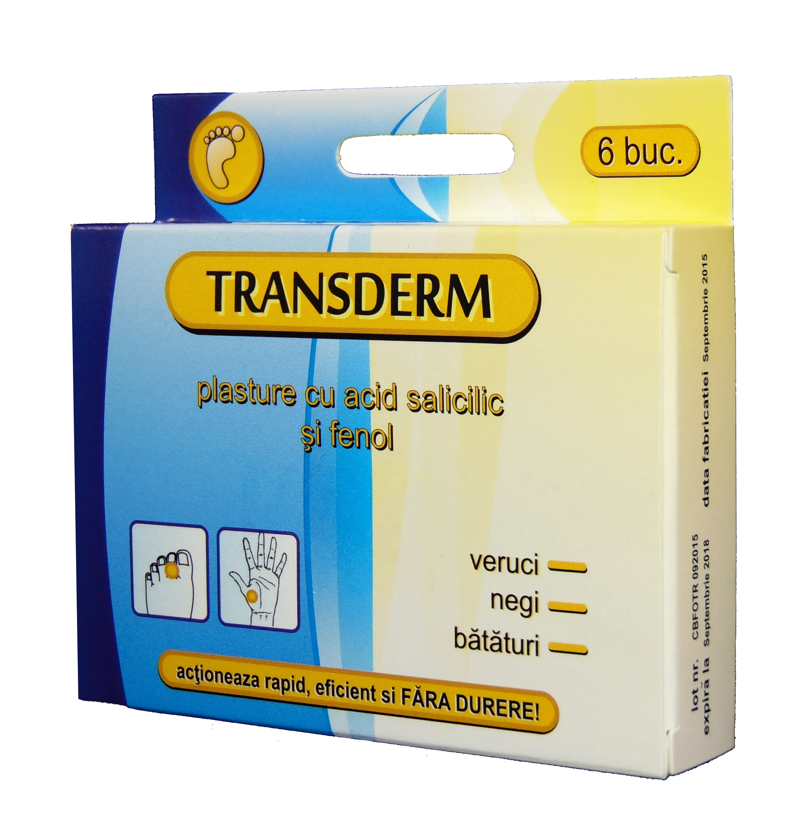 Transderm plasture impotriva negilor, verucilor si bataturilor x 6 bucati