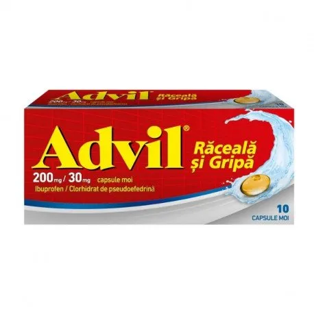 Advil Raceala si Gripa 200 mg / 30 mg, 10 capsule moi