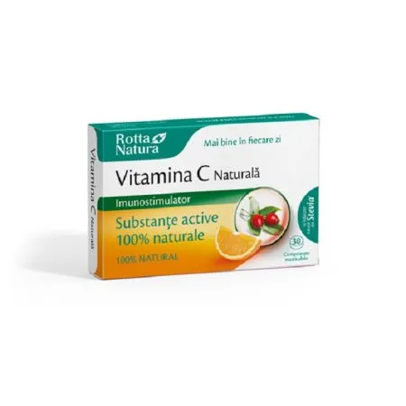 Vitamina C naturala cu extract de Macese, 30 comprimate, Rotta Natura