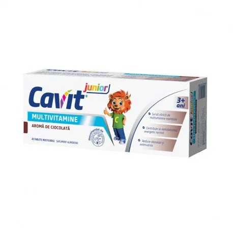 Cavit junior multivitamine ciocolata, 20 tablete