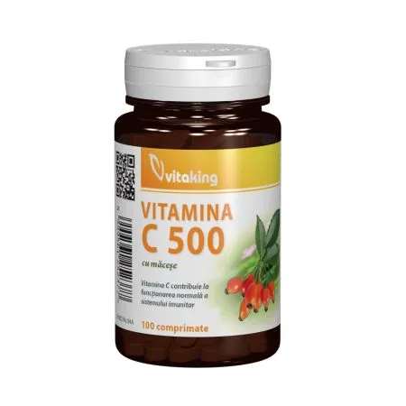 Vitamina C 500 mg cu macese, 100 tablete, VitaKing