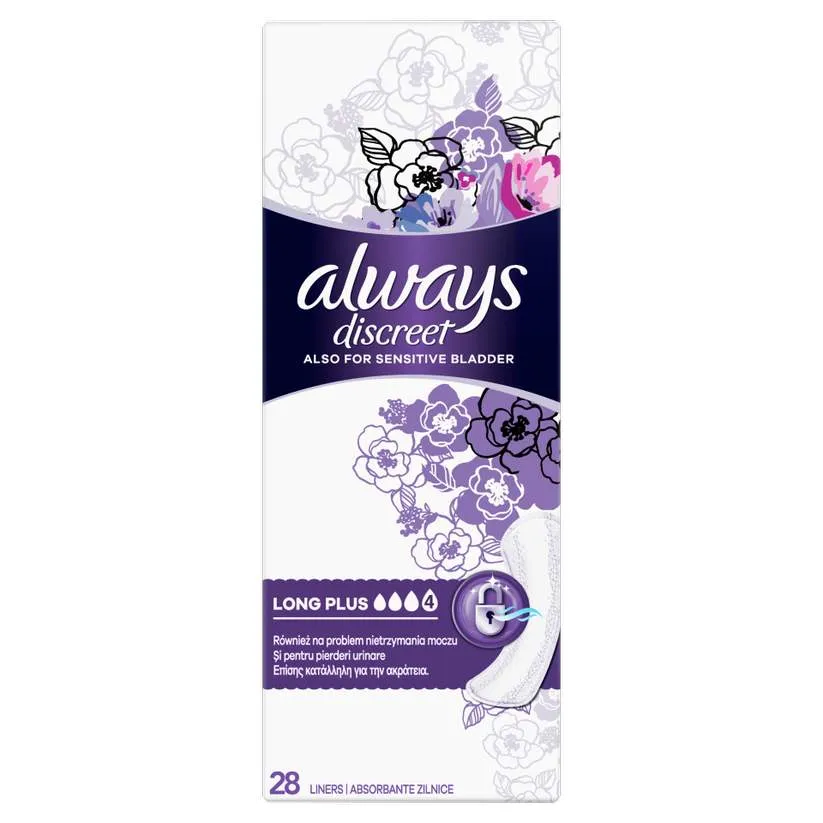 ALWAYS DISCREET LINERS LONG PLUS X 28BUC