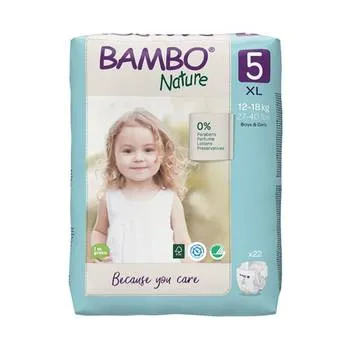 Scutece Eco Friendly Nr 5, 12-18kg, 22 bucati, Bambo Nature