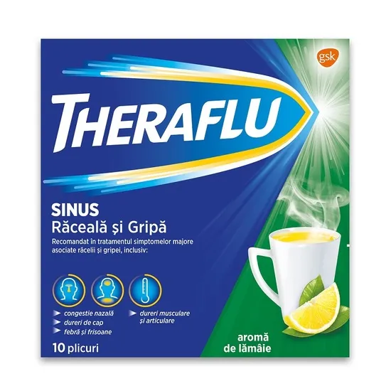 Theraflu Sinus Raceala+Gripa 650mg/10mg-pulb.pt.sol.orala.x 10pl-GSK Consumer Healthcare RO