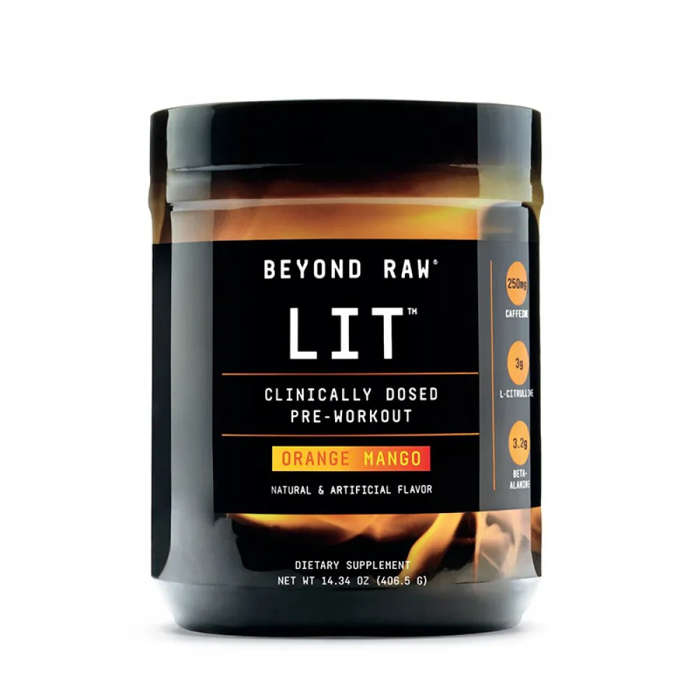 LIT Formula pre-workout cu aroma de portocale si mango (406,5 grame), GNC Beyond Raw