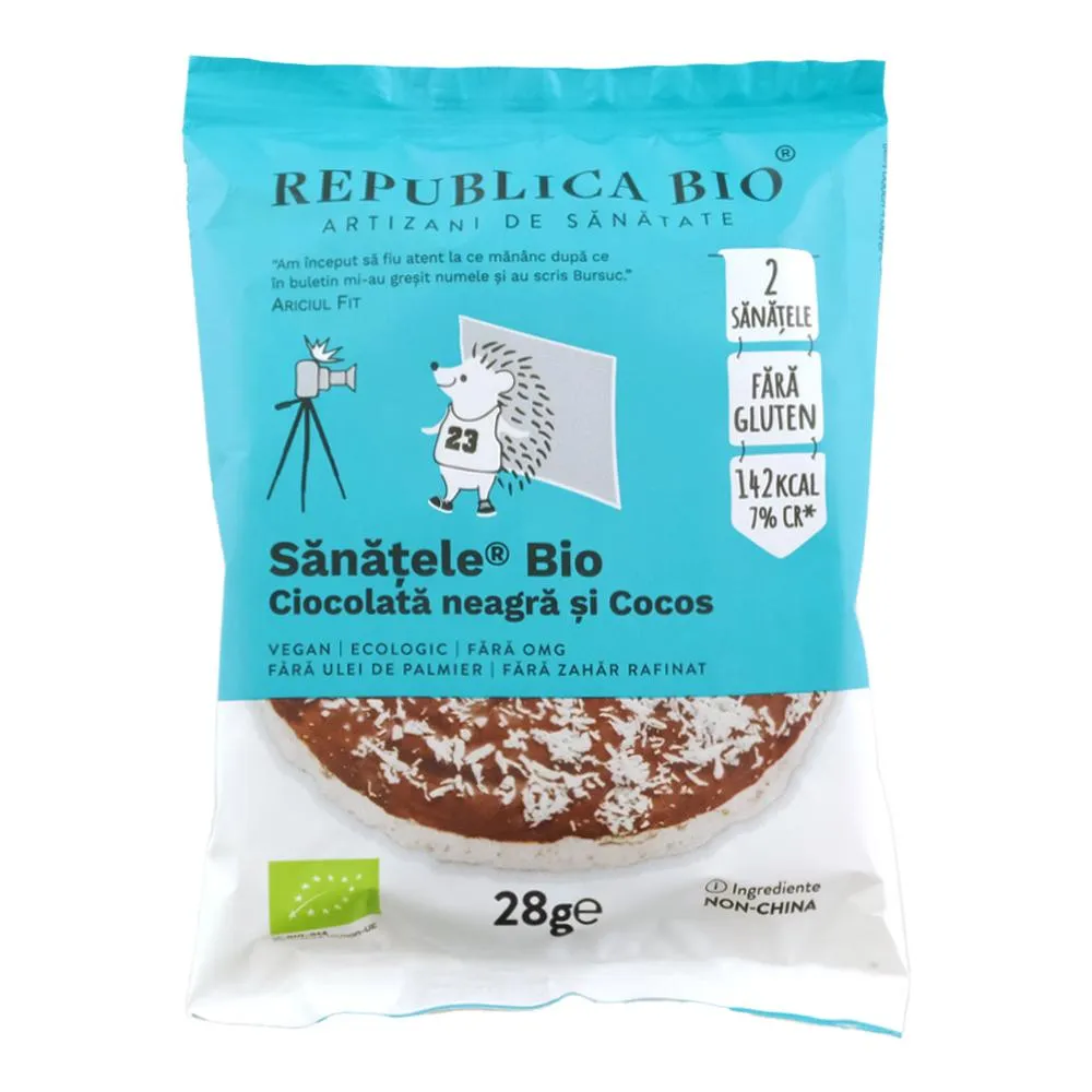 Republica Bio Sanatele cu ciocolata neagra si cocos fara gluten x 28 grame