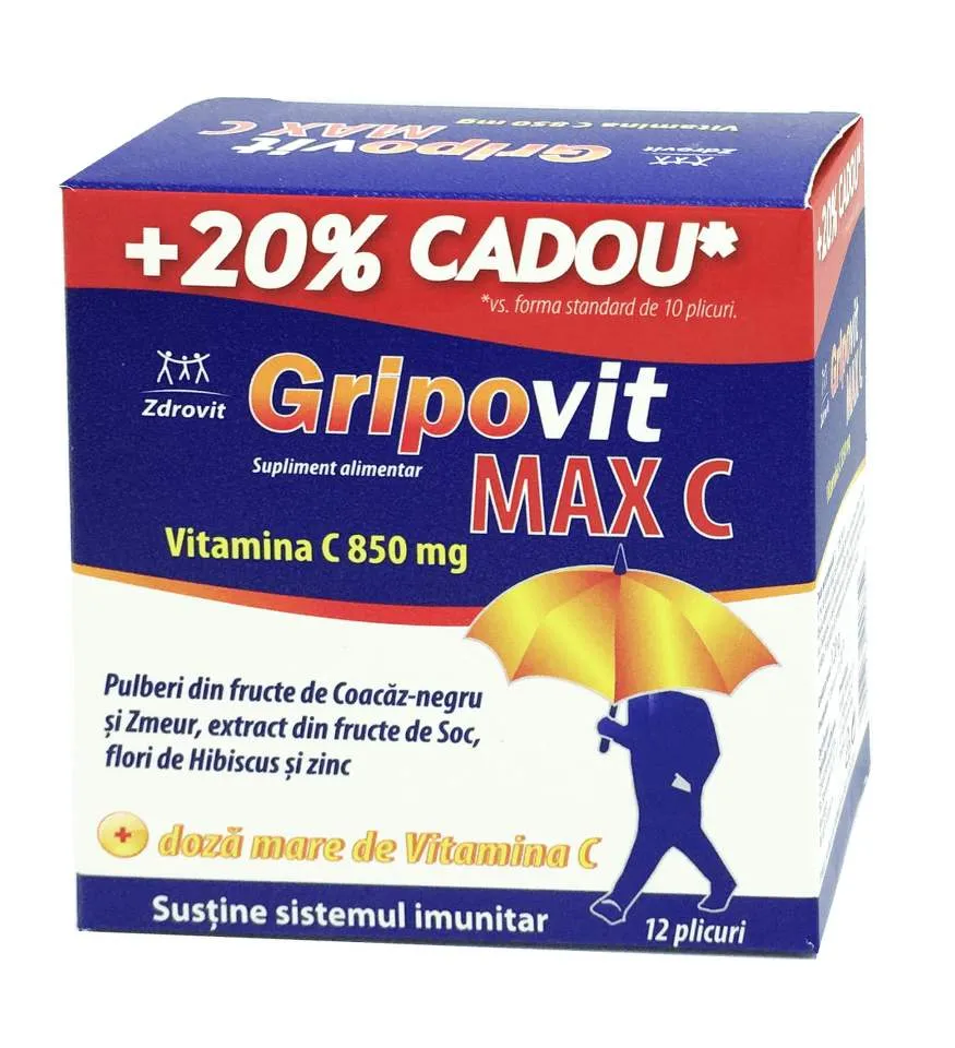 ZDROVIT GRIPOVIT MAX C 10PLICURI + 2PLICURI GRATIS 20%CADOU