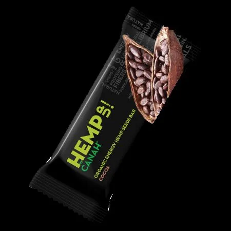 Baton bio cu seminte de canepa si cacao, 48 g, Canah