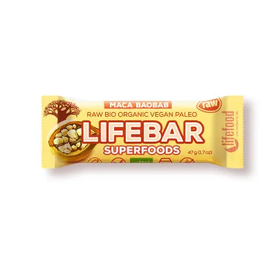 Lifebar plus baton cu fructe de maca si baobab x 47 grame