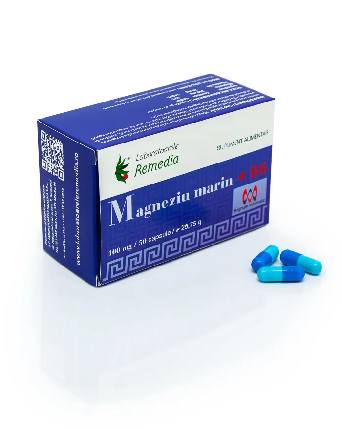 Magneziu marin + B6 x 50 capsule (Remedia)