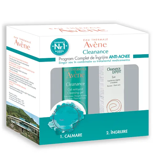 AVENE Pachet Emulsie imperfectiuni Cleanance Expert, 40 ml  Gel de curatare Cleanance, 100 ml,  Pierre Fabre