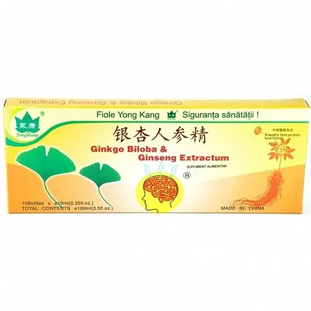 Ginkgo Biloba + Ginseng x 10 fiole (YongKang)