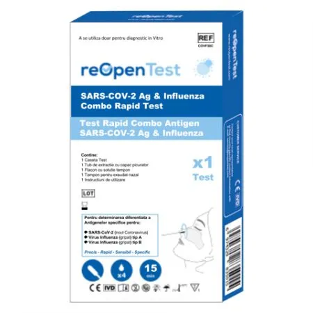 Test Rapid Combo Antigen SARS-COV-2 Ag si Gripa, 1 bucata, Montana Med