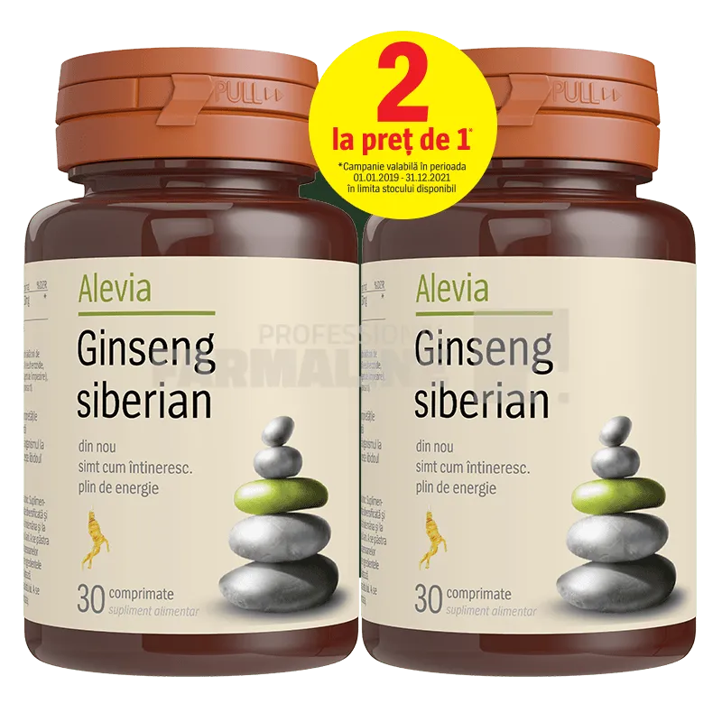 Alevia Pachet Ginseng siberian 30 comprimate 1+1 Gratis