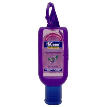 Gel dezinfectant cu agatatoare cu Vitamine A si E si lotiune hidratanta Passion Flower, 50ml, HiGeen