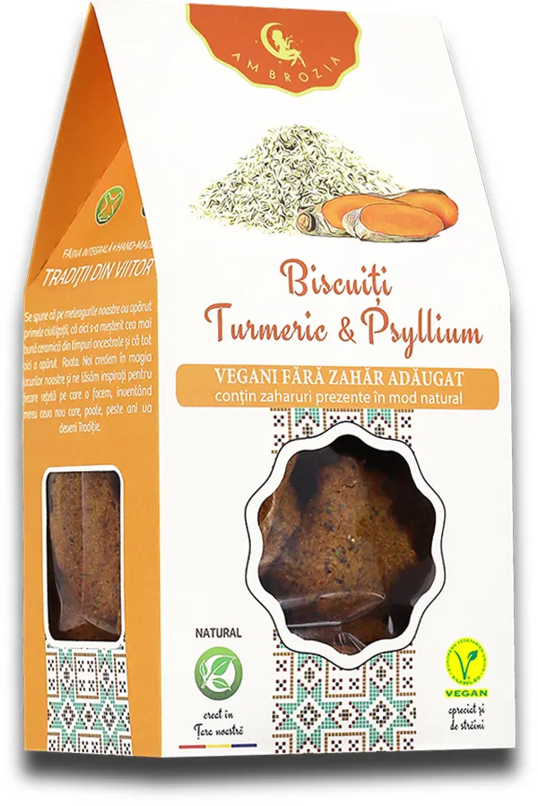 Biscuiti vegani cu turmeric si psyllium, 150g, Ambrozia