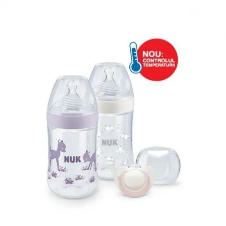 NUK Set Twin Nature Sense cu controlul temperaturii, roz