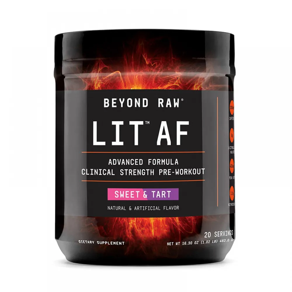 LIT AF Formula pre-workout cu aroma dulce acrisoara (462 grame), GNC Beyond Raw