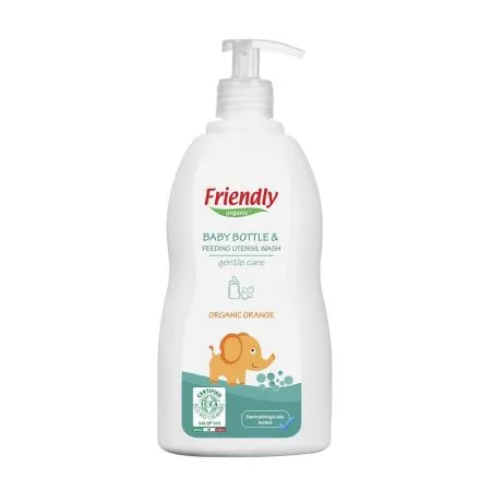 Detergent lichid de vase si biberoane cu ulei organic de portocale, 500 ml, Friendly Organic