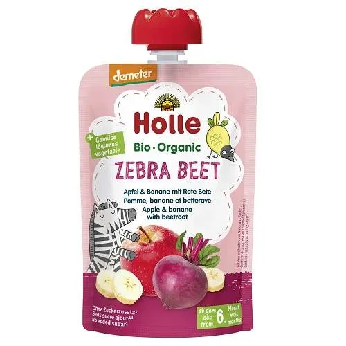 Piure eco Zebra Beet mere, banane, sfecla, 100 g, Holle