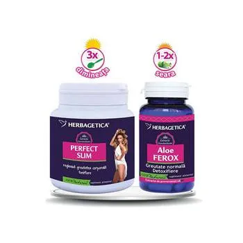 Pachet Perfect Slim + Aloe Ferox, 210g + 30 capsule, Herbagetica