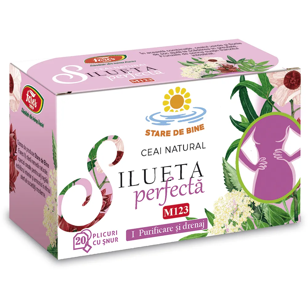 Ceai Silueta perfecta 1, purificare si drenaj M123, 20 plicuri, Fares