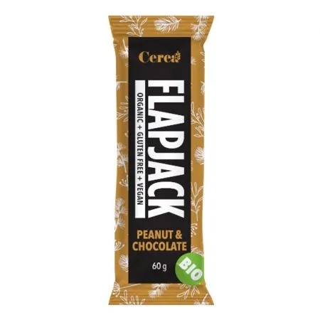 Baton ecologic cu arahide si ciocolata Flapjack, 60 g, Cerea