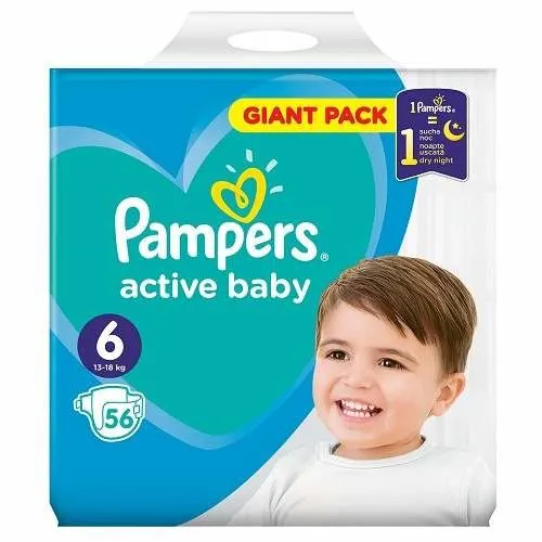 PAMPERS 6 Active Baby Dry (13-18kg) x 56buc